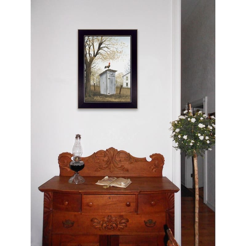 TrendyDecor4U Traditional "Morning Commute (Outhouse)" Framed Print Wall Art by Billy Jacobs - Earthtone
