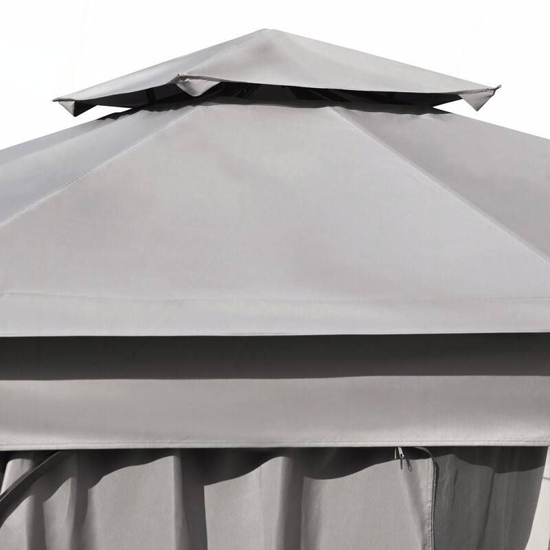 10x10 Outdoor Gazebo Tent with Double Roofs(Grey)