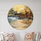 preview thumbnail 1 of 8, Designart 'Stream in Forest Oil Painting' Oversized Traditional Wall CLock