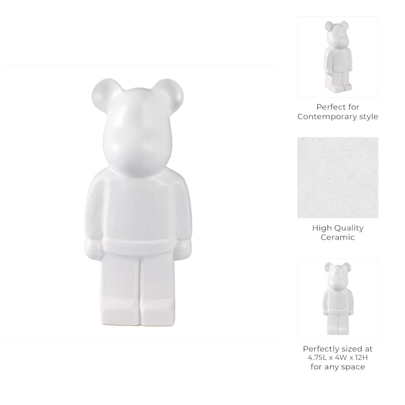 Ceramic Decorative Object Modern Minimalist Bear Figurine Home Decor - 4.75" x 4" x 11.5"