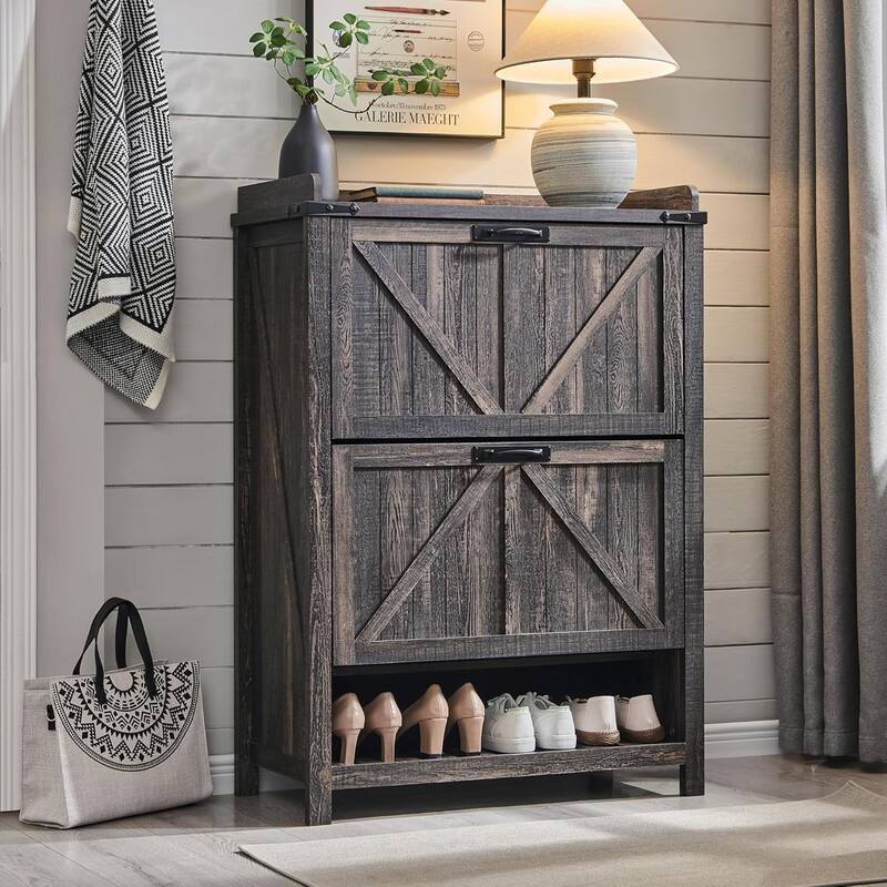 Farmhouse Shoe Storage Cabinet, Shoe Organizer, Shoe Rack Cabinet