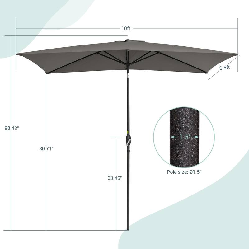 AOOLIMICS 10×6.5FT Rectangular Patio Umbrella with UV Protection, Easy Tilt, and Wind-Resistant Features