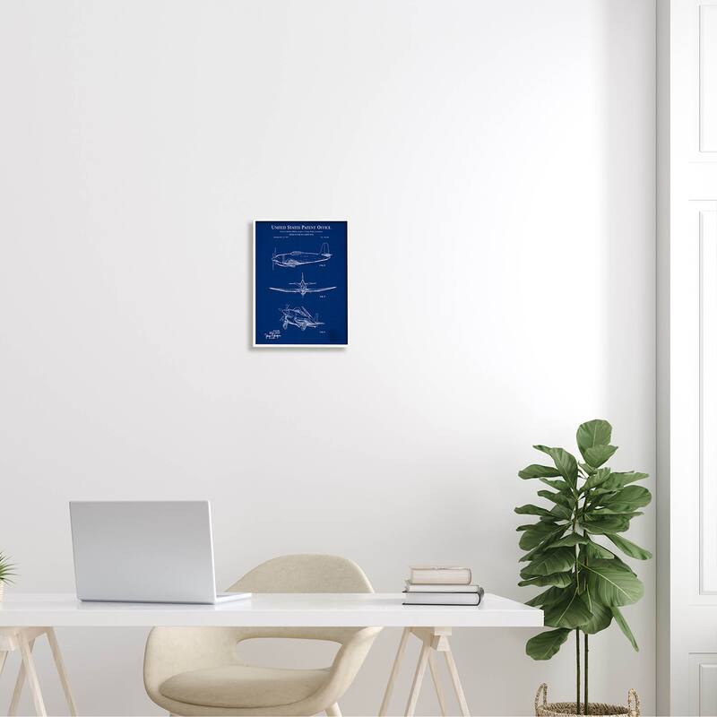 Stupell Blueprint Patent Airplane Diagram Framed Giclee Art, Design by Karl Hronek