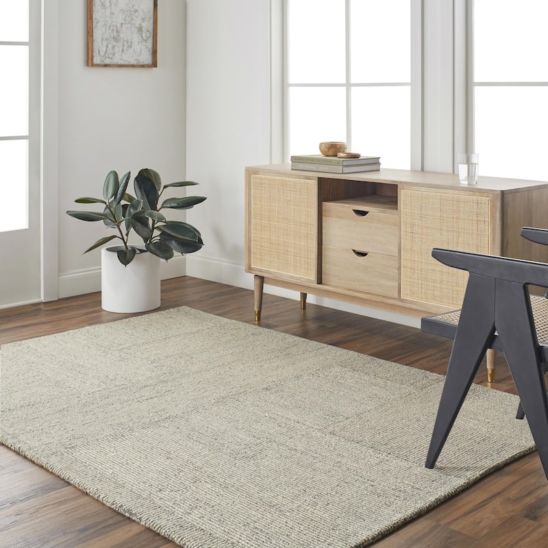 Livabliss Wazney Handmade Wool Farmhouse Area Rug - 2' x 3' - Rectangle - Cream