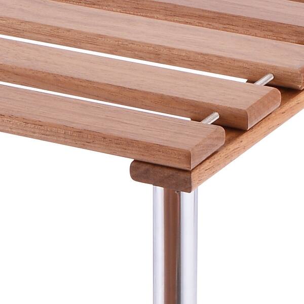 Costway 3 Tiers Wood Slat Storage Display Rack Shelves Steel Frame - 17 ...