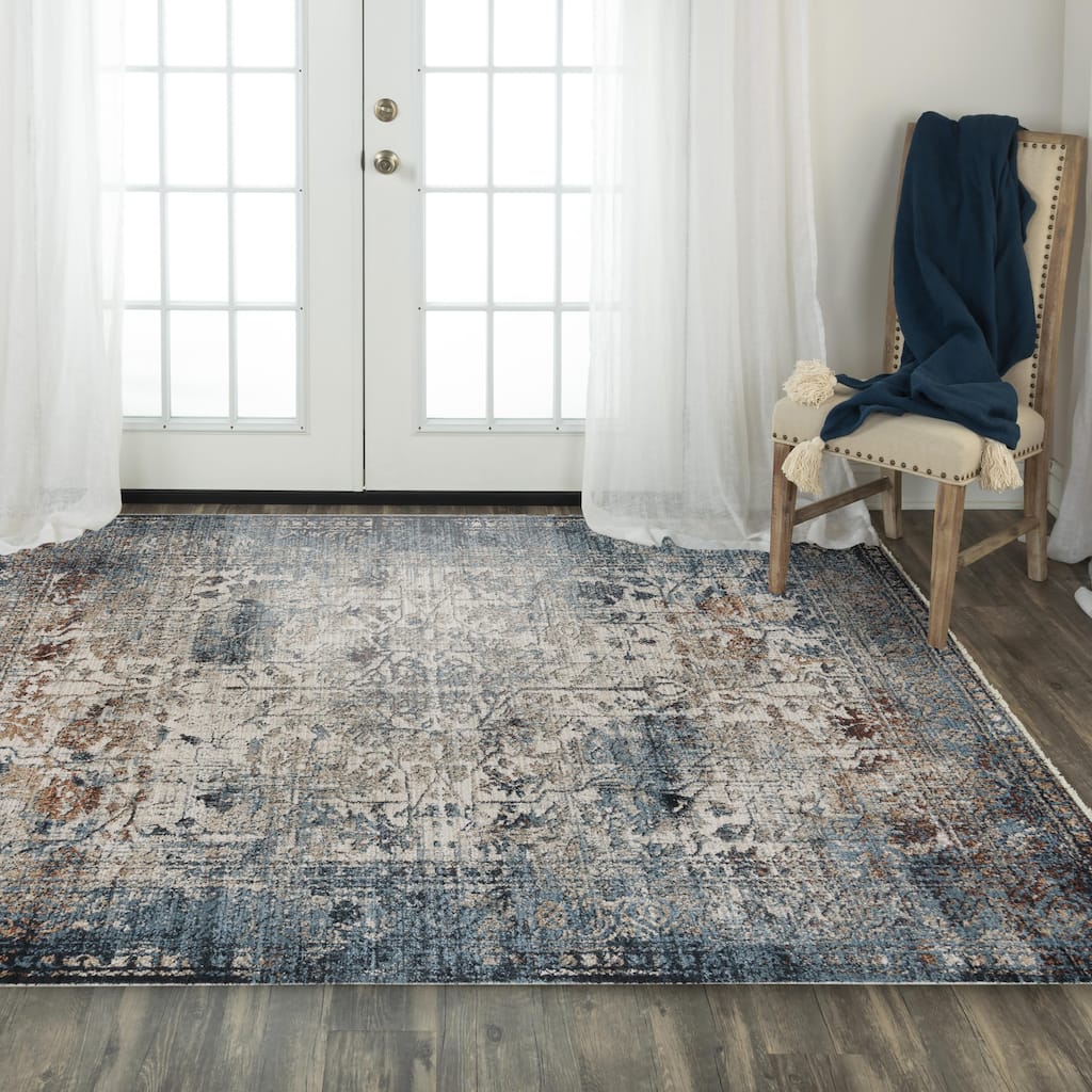 Alora Decor Orchid Modern Blue Polyester Area Rug