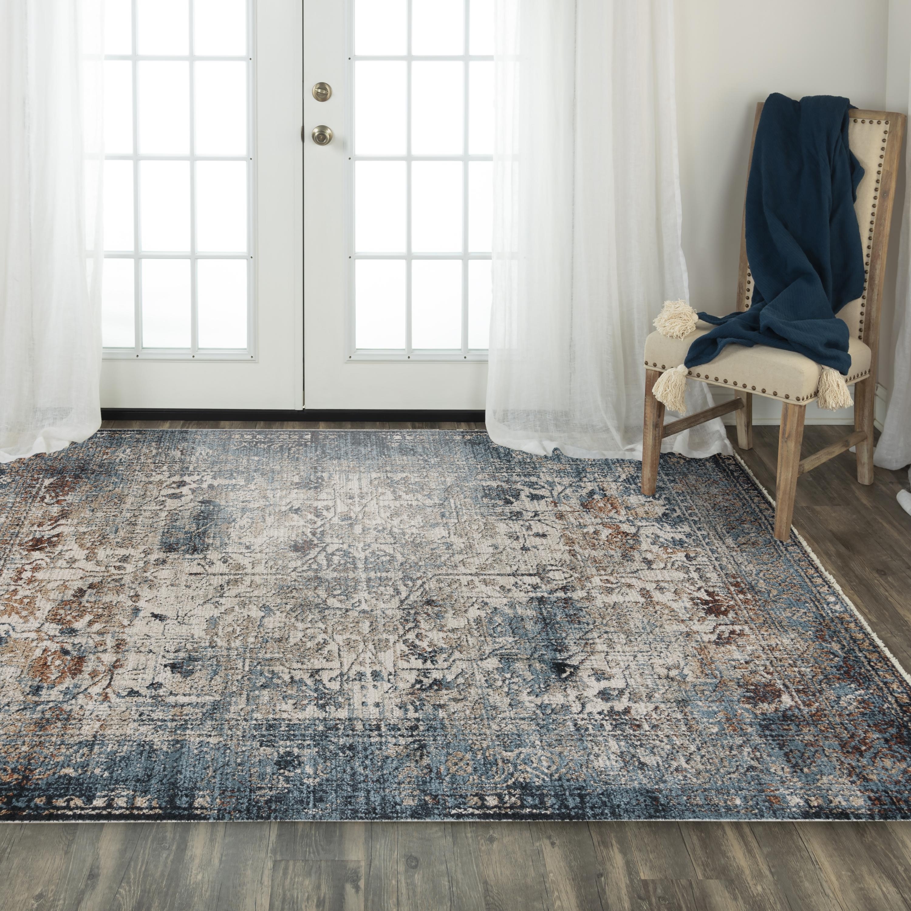 Alora Decor Orchid Modern Blue Polyester Area Rug
