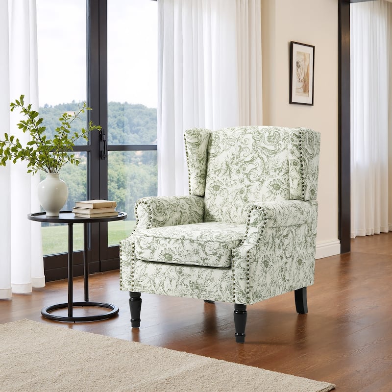 Patterned Upholstered Accent Chair for Living Room