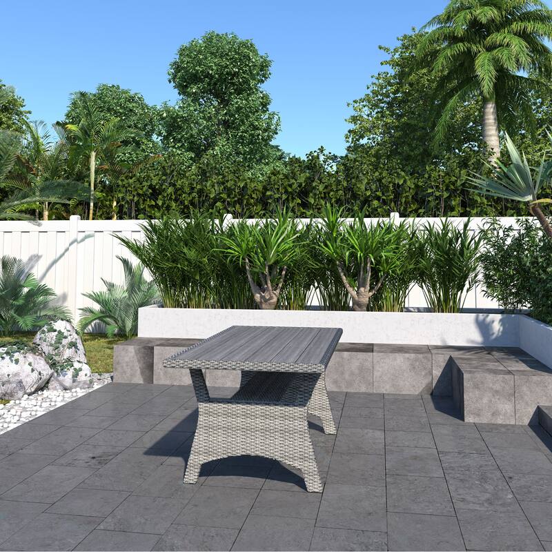 Amazonia Creme Outdoor Patio Grey Wicker Dining Table