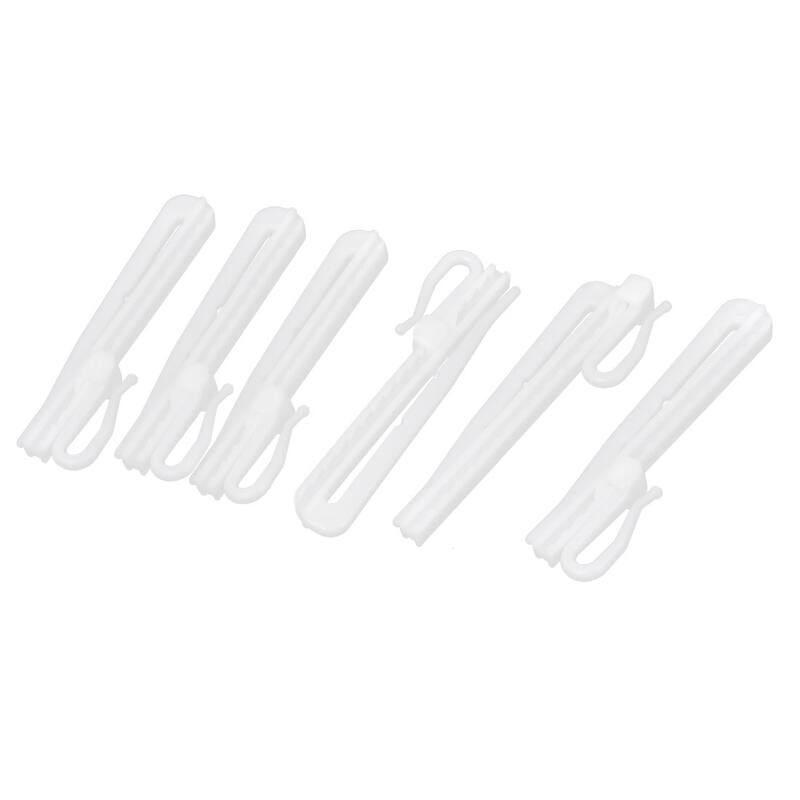 Window Curtain Drape Adjustable Tape Clip Hooks 84mm Long White 6pcs