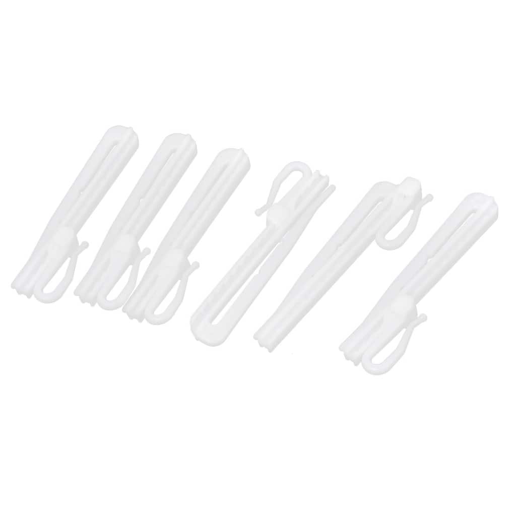 Window Curtain Drape Adjustable Tape Clip Hooks 84mm Long White 6pcs