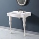 preview thumbnail 1 of 8, Jasmine White Porcelain Wall Mount Console Sink 2 Spindle Pedestal Leg With Overflow and Widespread Faucet Holes