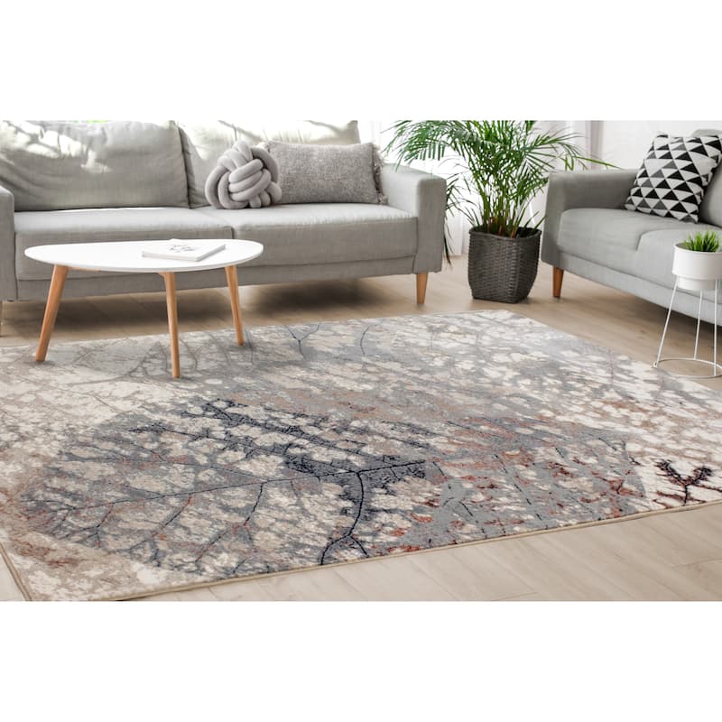 Annie Collection - Cream/Taupe Leaf Rug