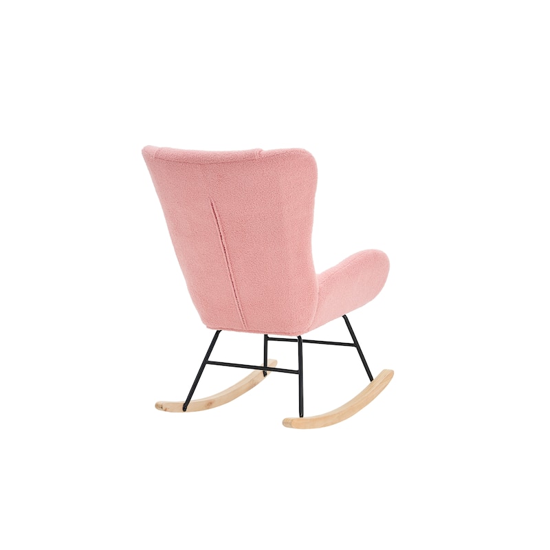 Solid Wood Legs Reading Chair with Teddy Fabric Upholstered