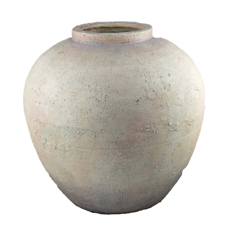 Kilu Decorative Vase, Rugged Texture, 19 Inch Metallic Gray Resin