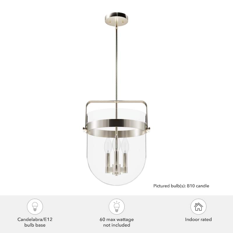 Hunter Karloff Clear Glass Bell-Shaped Pendant - Kitchen Island, Dining Room, Entry - Modern Farmhouse, Rustic, Industrial