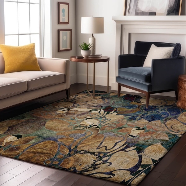 Premium Washable Super Soft Abstract Floral Mayfield Rug - Bed