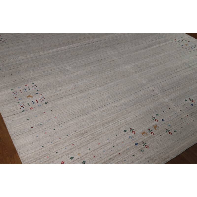 Hand Knotted Oriental 100% Wool Carpet Tribal Tribal Greys & Charcoal Gabbeh Area Rug - 10' 1'' X 8' 0''