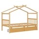 preview thumbnail 36 of 72, Creativity House Bed Twin Size Frame with 2 Wood Drawers for Boys Girls, Wood Platform Bed with Roof No Box Spring Needed