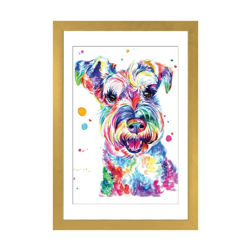 iCanvas "Smiling Schnauzer" by Yubis Guzman - Gold - 32x24x1