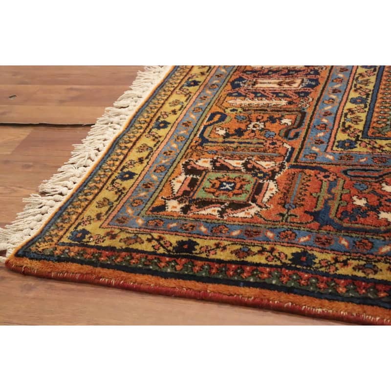Hand Knotted Oriental 100% Wool Carpet Traditional Geometric Navy Blue & Blues Tabriz Area Rug - 10' 9'' X 7' 3''