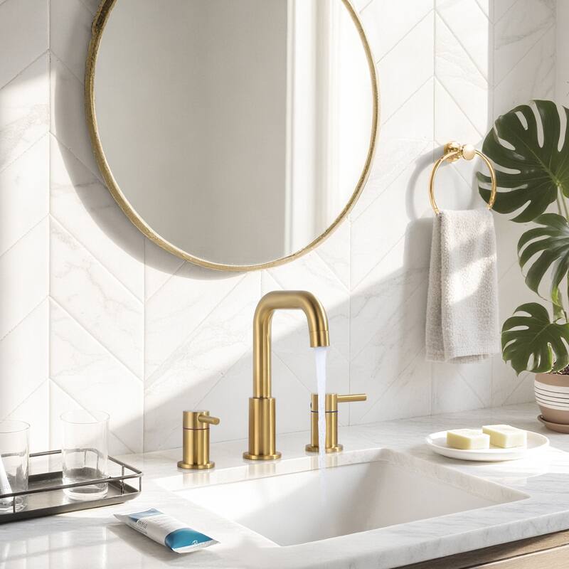 WOWOW 8 in. Widespread Double Handle Bathroom Faucet with Pop-Up Drain