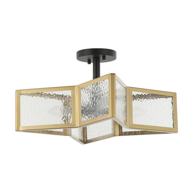4-Light Golden Dry Rated Flush Mount Lighting - 19.5 inches Lx 19.5 inches W x 9.5 inches H