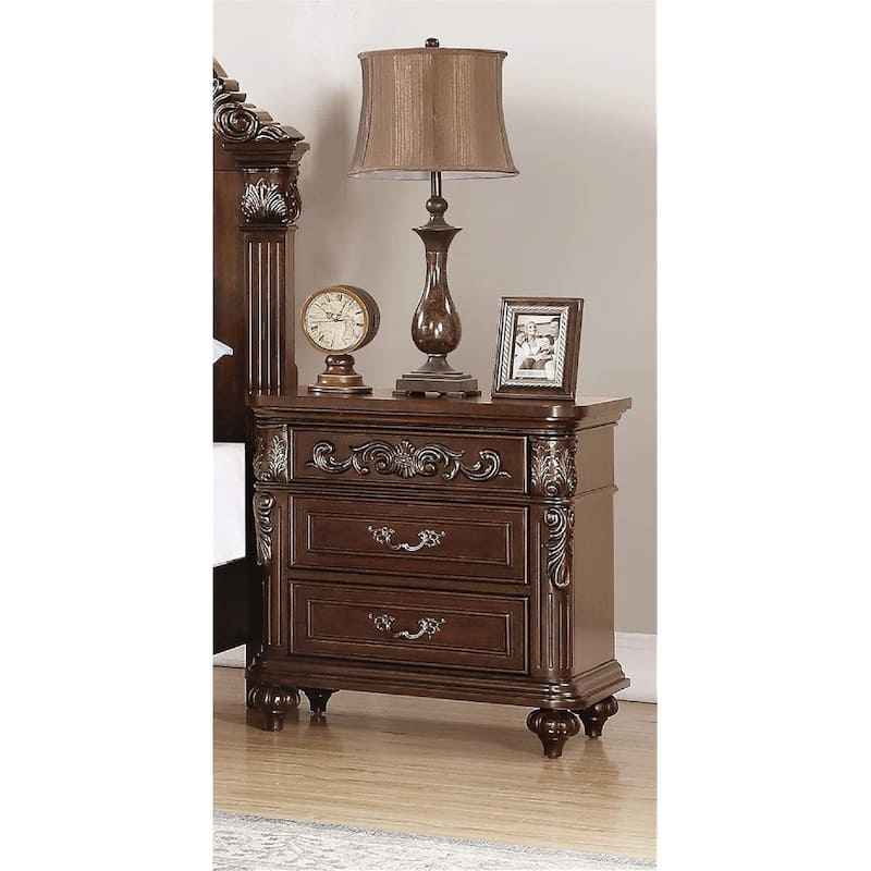 1pc Nightstand Cherry Veneer 2-Drawers