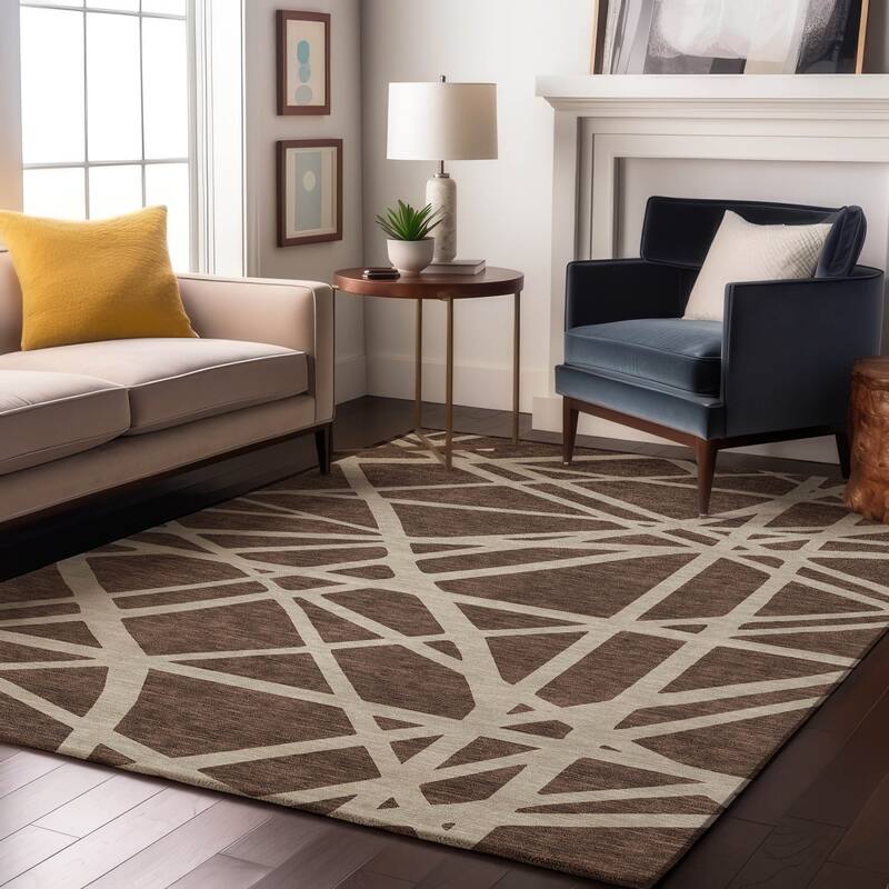 Premium Washable Super Soft Contemporary Harvey Mayfield Rug - Brown - 10' x 14'