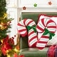 preview thumbnail 11 of 12, Glitzhome 15.75"H Hooked Candy Cane Shaped Pillow Christmas Ornaments