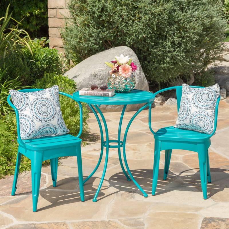 KOSSMAI 3-Piece Bistro Outdoor Dining Table Set Black