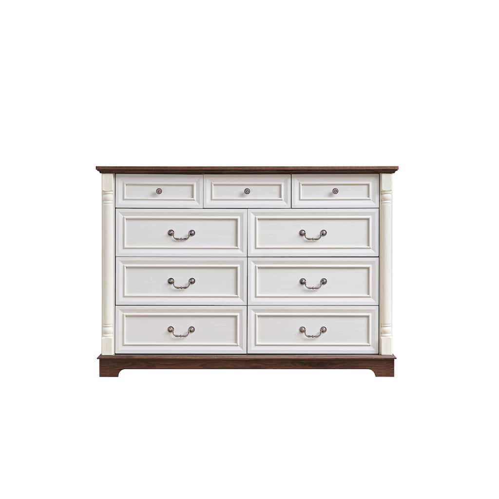 9-Drawer Dresser Walnut Chests of Drawers Wardrobe, Multifunctional Dressers & Chests of Drawers for Bedroom