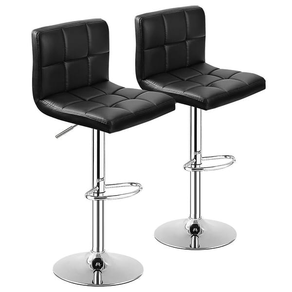 Set of 2 Counter Height Bar Stools Leather Adjustable Swivel Pub Chairs In white Set of 2 Counter Height Bar Stools Leather Adjustable Swivel Pub Chairs In white
