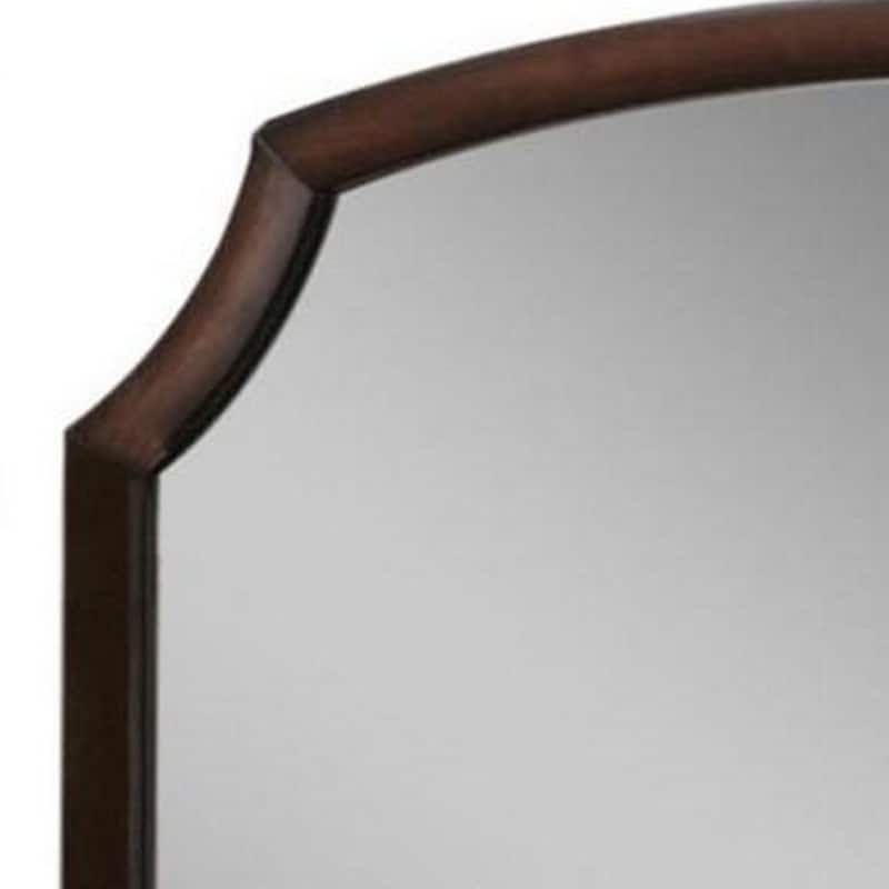 Transitional Style Wooden Wall Mirror with Beveled Edges, Espresso