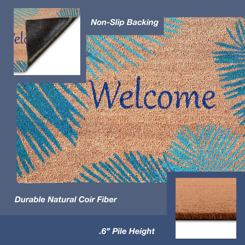 Liora Manne Natura Palm Border Outdoor Mat Green 18"X30"