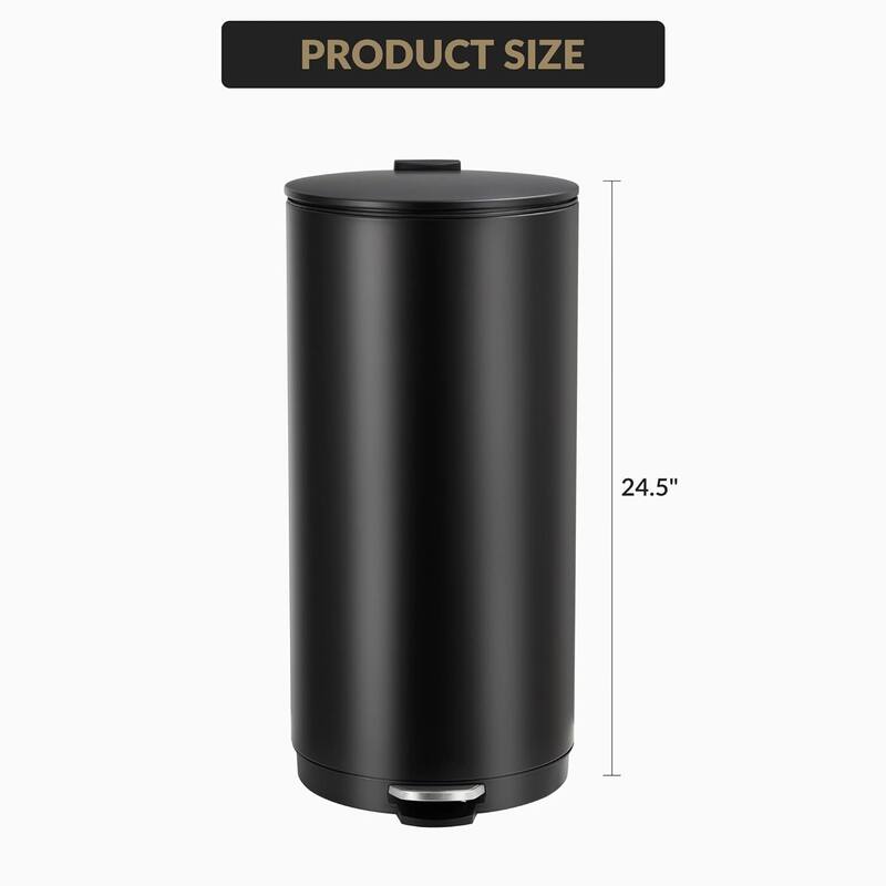 8 Gal Round Trash Can, Step-on Garbage Bin for Kitchen, Office, Bathroom