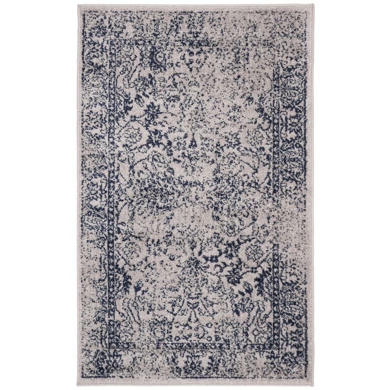 SAFAVIEH Adirondack Dakota Rustic Shabby Chic Distressed Rug - 3' Square - Grey/Navy - Square