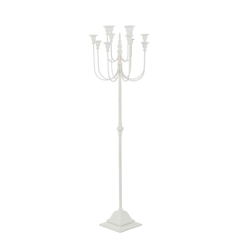 Metal Taper 12 Slot Candelabra - White - Roche River Decor - 16"W x 16"L x 52"H