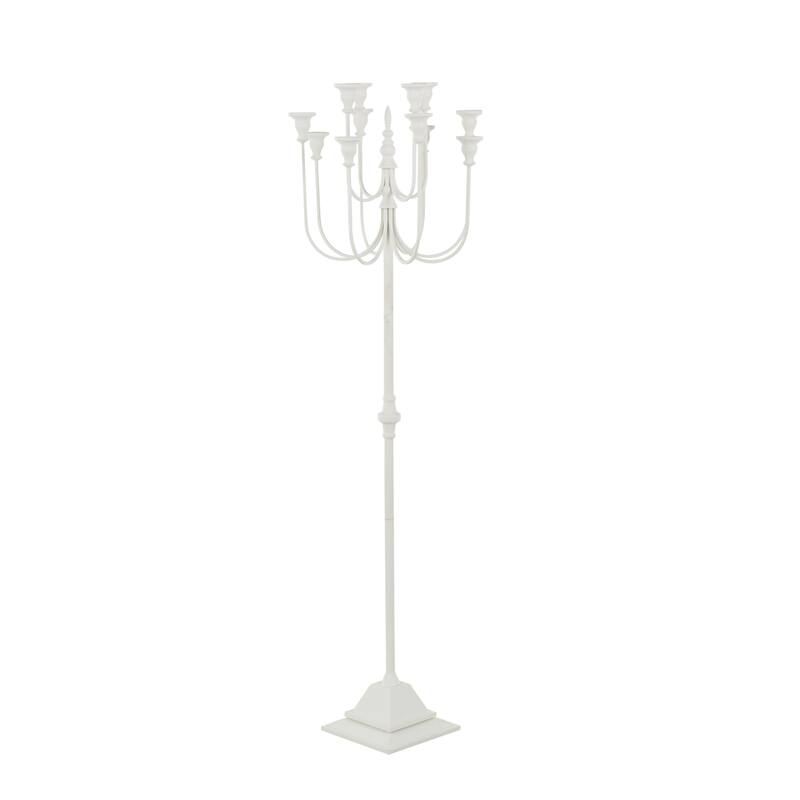 White Metal Taper 12 Slot Decorative Candelabra - 16"W x 16"L x 52"H
