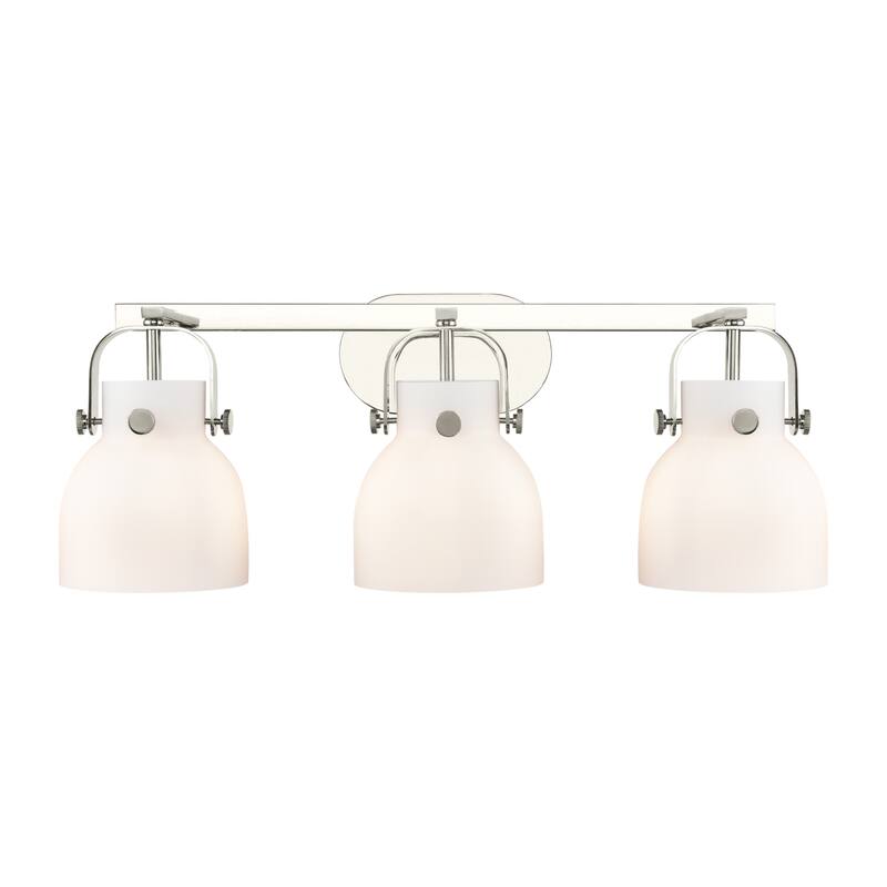 Innovations Lighting 423-3W-10-27 Pilaster II Bell Vanity Pilaster II - Polished Nickel / Matte White