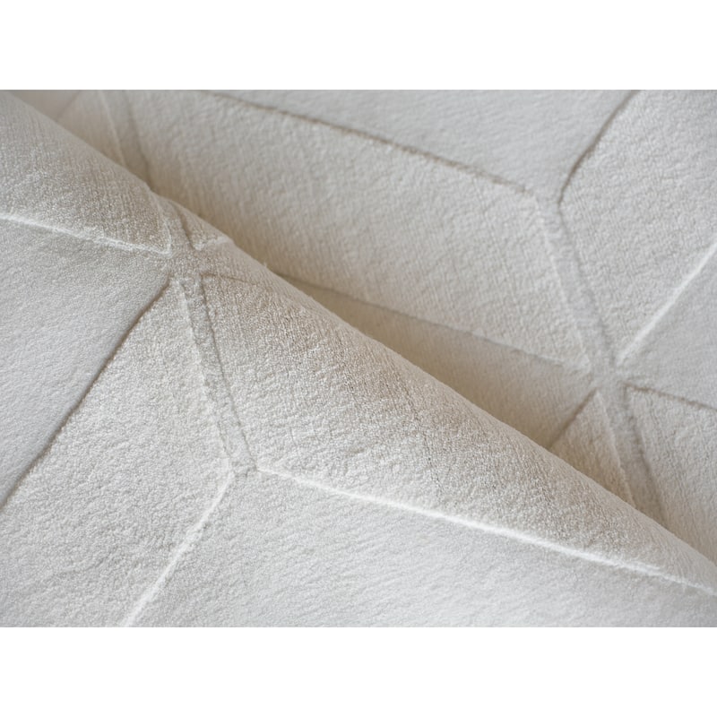 Brunello Modern Handmade Silky Nylon in White Area Rug