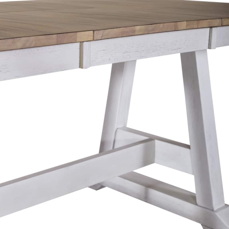 Lindsey Farm Weathered White & Sandstone 5 Piece Trestle Table Set