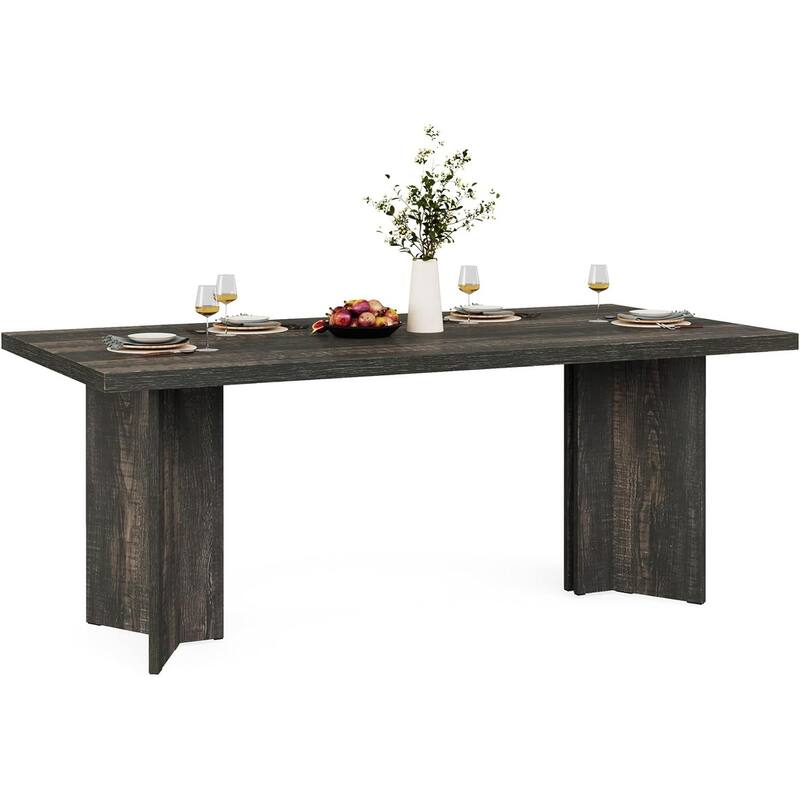 63" Farmhouse Dining Table Rustic Dark Gray
