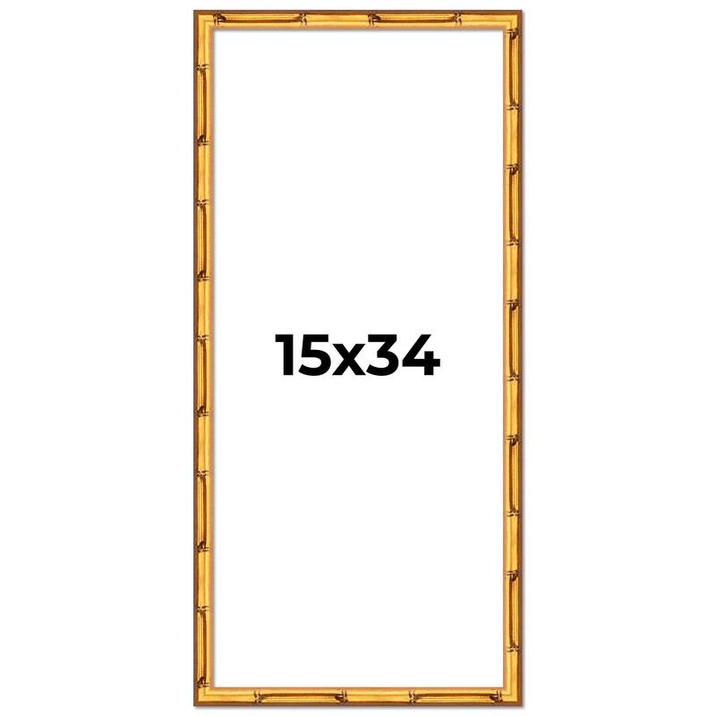 15x34 Frame Gold Bamboo Picture Frame Modern Photo Frame Includes UV Acrylic Shatter Guard Front Acid Free Foam Backing Board