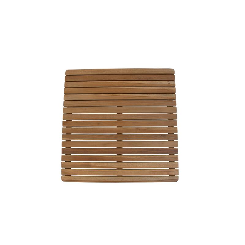 HomeRoots Natural Teak 24" Square Shower Mat