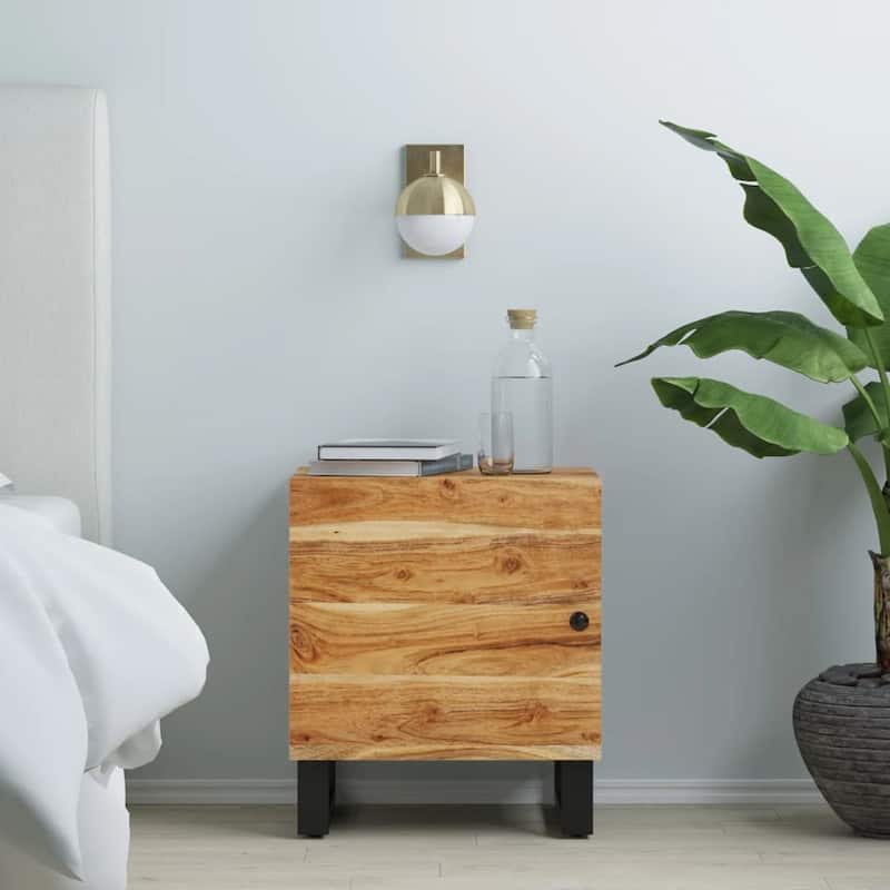 vidaXL Bedside Cabinet 15.7"x13"x18.1" Solid Wood - Black 1