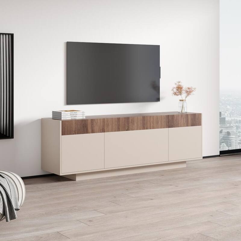 Meble Furniture Haopsa 71" Modern 3D-Effect TV Stand with Storage Cabinets for up to 80" TVs