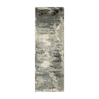 Hand Knotted Grey Modern and Contemporary with Wool & Silk Oriental Rug ...