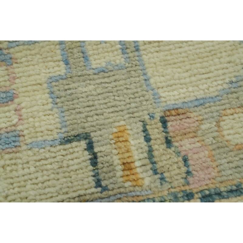 Vegetable Dye Wool Oushak Turkish Area Rug, Medallion Geometric Carpet - 9' 9'' X 8' 4''