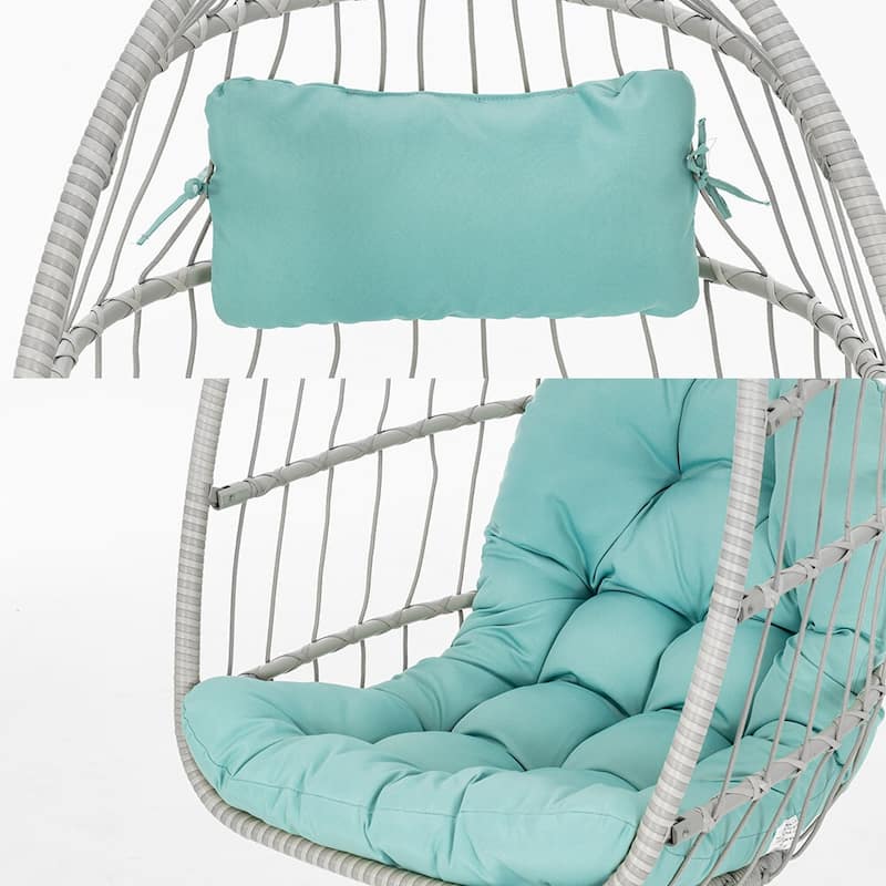 Egg Chair with Stand,Patio Rattan Wicker Hanging Swing,Indoor Outdoor - Egg Chair with Stand